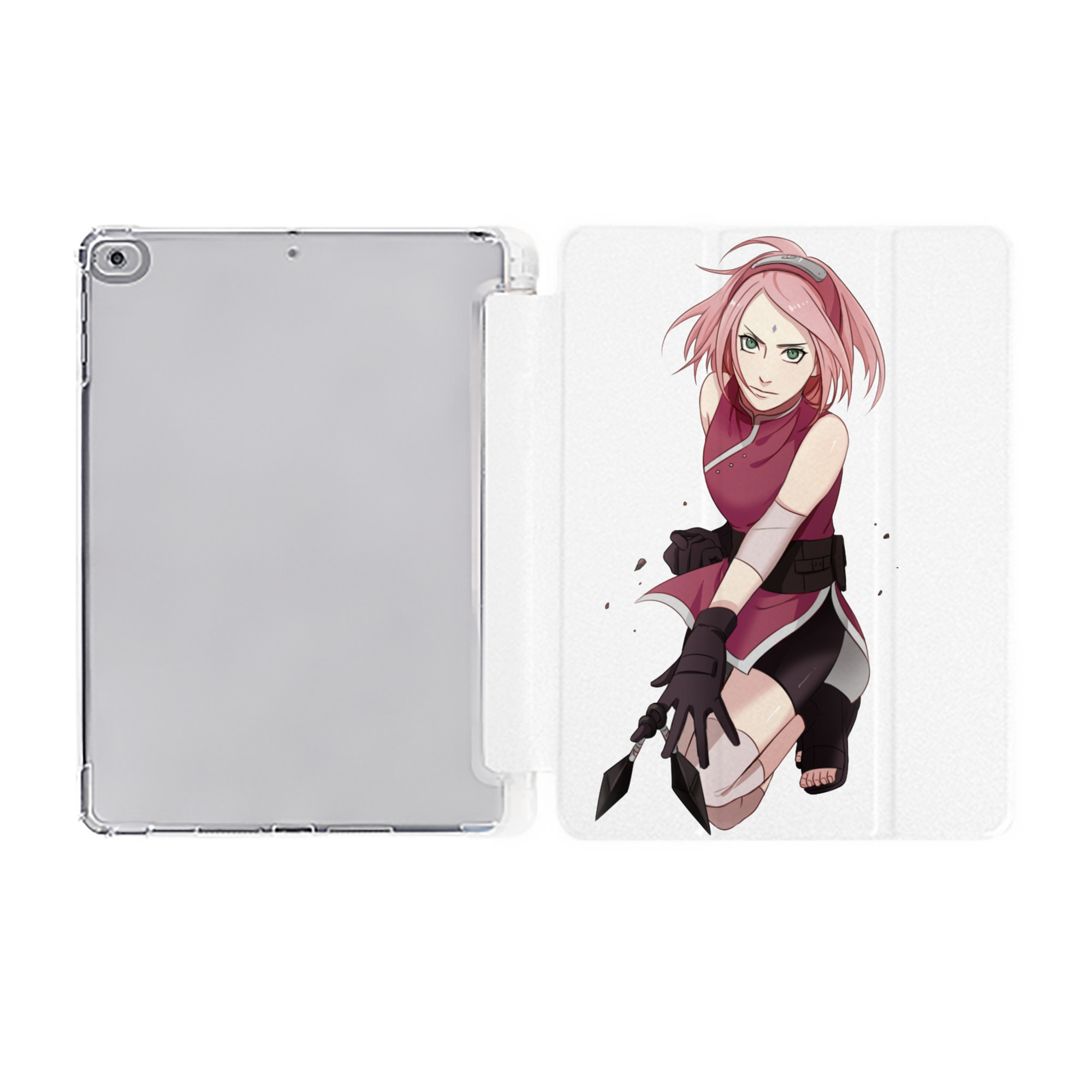 （画像用） NARUTO -ナルト- 春野サクラ Haruno Sakura IPad ケース ペン収納付き 三つ折りスタンド PUレザー×シリコン 対応機種9.5/10.5/10.9インチ